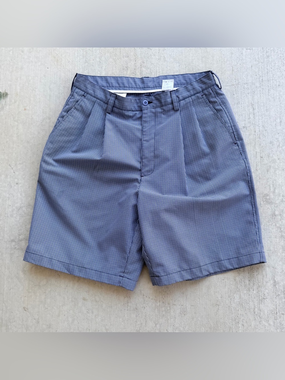 Vintage Nike Golf Shorts Men Size 33 Pleated Plaid Blue 90s 10” Inseam